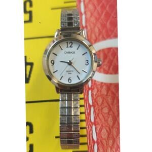 Carriage by Timex women's silver tone quartz flex bracelet watch w/ new battery